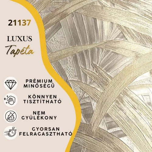 Silva Essence szürke/bézs levél mintás selyemfényű tapéta 21137