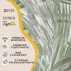   Silva Essence zöld/szürke levél mintás selyemfényű tapéta 21139