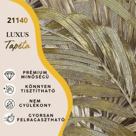   Silva Essence  barna/zöld levél mintás selyemfényű tapéta 21140