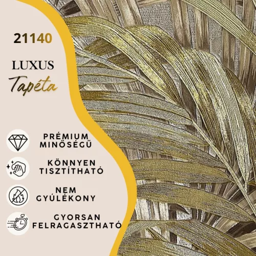Silva Essence  barna/zöld levél mintás selyemfényű tapéta 21140