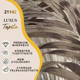   Silva Essence barna/szürke levél mintás selyemfényű tapéta 21142