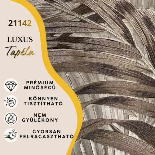 Silva Essence barna/szürke levél mintás selyemfényű tapéta 21142