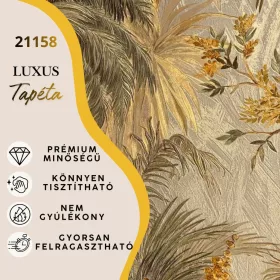   Silva Essence barna alapon zöld/aranybarna dzsungel mintás selyemfényű tapéta 21158