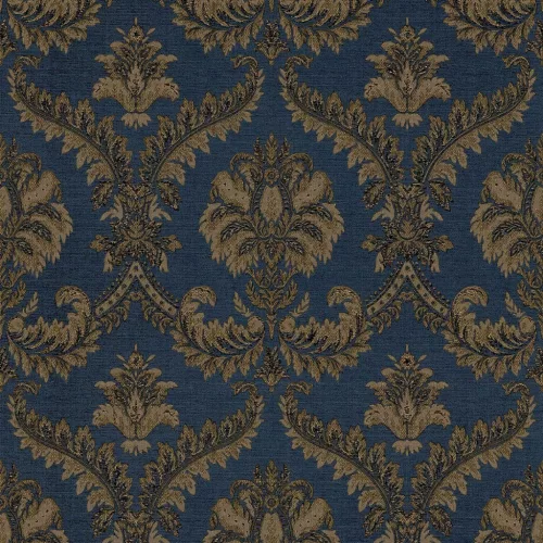 Classic & Elegant  Imperial sötétkék alapon barna klasszikus mintás tapéta 23609