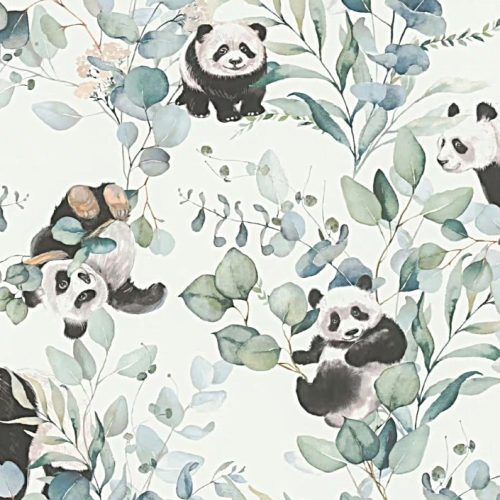 Kids World II Tapéta – Pandamintás, természetes illusztrációval 301144