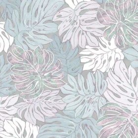   Casual Botanikus Levélmintás Tapéta – Égkék és Ibolyalila