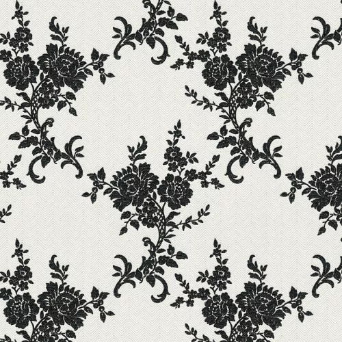Black fekete-vajszín, hímzett jellegű tapéta  3107-43