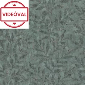   Factory V. zöld-petróleum-ezüst fémes jellegű levél mintás tapéta 315042