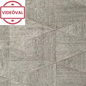   Travertino szürkésbarna, fekete, fényes fa geometriai mintás tapéta 33355