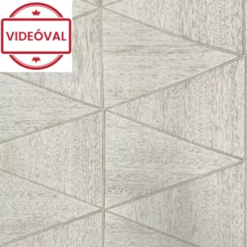 Travertino drapp, barna fa geometriai mintás tapéta 33358