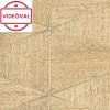 Travertino barna fa hatású geometriai mintás tapéta 33359