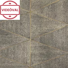   Travertino barna, fekete, aranybarna fa geometriai mintás tapéta 33360