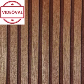   Travertino fényes rozsdabarna, fekete fa mintás tapéta 33397