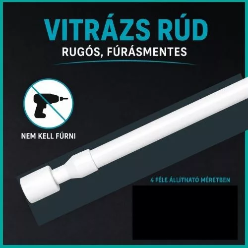 Rugós, fúrásmentes vitrázspálca 9mm