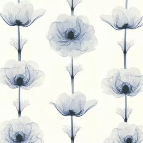 Fehér-kék virág mintás tapéta 34271-1