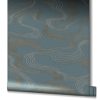 Kumano kék bronz hullámos tapéta 34538
