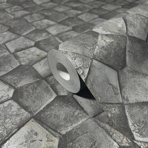 Marburg Eclectic by Felix Diener 34908 szürke/fekete fémes hatású 3D geometriai mintás tapéta