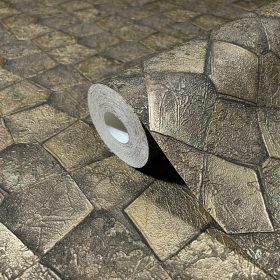   Marburg Eclectic by Felix Diener 34909 fekete/zöld/arany fémes hatású 3D geometriai mintás tapéta