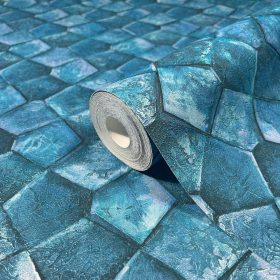   Marburg Eclectic by Felix Diener 34910 kék 3D geometriai mintás tapéta