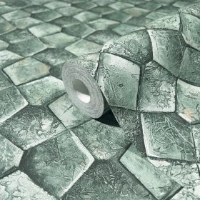   Marburg Eclectic by Felix Diener 34933 zöld fémes hatású 3D geometriai mintás tapéta