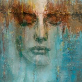   Ritus akvarell női arcot ábrázoló modern paneltapéta  35498