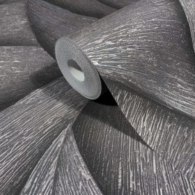   Ritus fekete alapon barnás lila íves geometriai mintás tapéta 35505