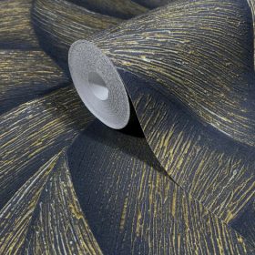   Ritus fekete alapon arany íves geometriai mintás tapéta 35506