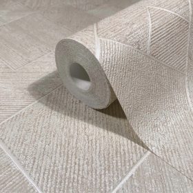 Ritus  fényes bézs geometriai mintás tapéta  35509