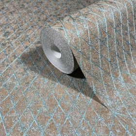 Ritus modern barna-kék geometriai mintás tapéta 35539