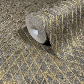 Ritus modern barna-arany geometriai mintás tapéta 35540