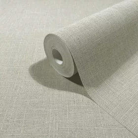   Boho uni világos bézs-barna árnyalatú lenvászon hatású textilmintás tapéta 35749