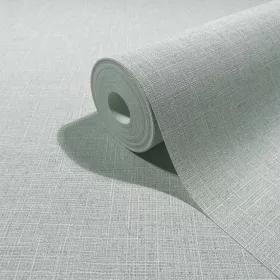   Boho uni  káposztazöld lenvászon hatású textilmintás tapéta 35755