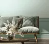 Boho uni  káposztazöld lenvászon hatású textilmintás tapéta 35755