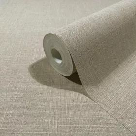   Boho uni pézsmabarna lenvászon hatású textilmintás tapéta 35758