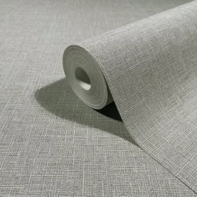   Boho uni alumíniumszürke lenvászon hatású textilmintás tapéta 35759