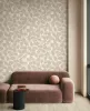 Boho vörösesbarna-bézs ginkgobiloba levélmintás tapéta 35780