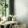 Boho  bézs alapon, barnásszürke ginkobiloba levélmintás tapéta 35781