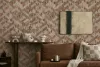 Boho szövetszerű geometrikus parkettamintás, barna árnyalatú tapéta 35789