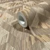 Boho szövetszerű geometrikus parkettamintás, melegbarna árnyalatú tapéta 35790