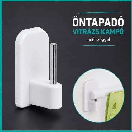 Öntapadó vitrázskampó acélszöggel