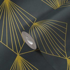   French Affair fekete alapon arany geometriai mintás tapéta 36156-2