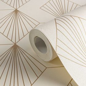   French Affair krém alapon arany geometriai mintás tapéta 36710-1
