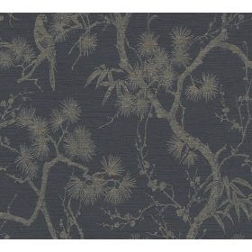   Metropolitan Stories II. szürke alapon arany fa ágon papagájos tapéta 37867-2