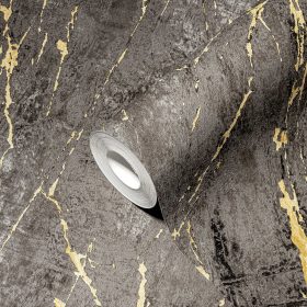 Elements sötétszürke márványos tapéta 38817-5