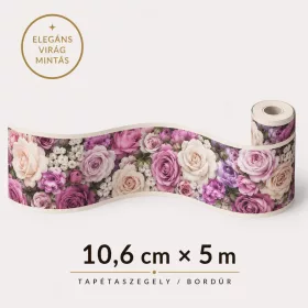 Nőies  virágmintás  rózsaszín bordűr  5m