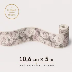 Nőies  virágmintás  pasztell rózsaszín bordűr  5m