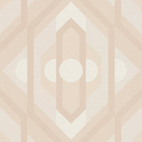 Retro Chic bézs, törtfehér, rózsaszín retro, geometriai mintás tapéta 39531-5