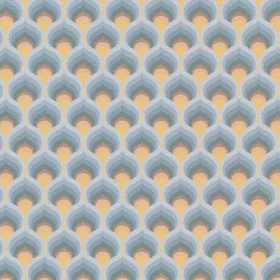   Retro Chic kék, barna, sárga retro, geometriai mintás tapéta 39538-3