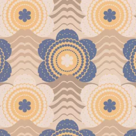   Retro Chic bézs, kék, barna, narancs retro, virág mintás tapéta 39539-2
