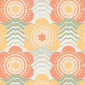   Retro Chic sárga, zöld, narancs, törtfehér retro, virág mintás tapéta 39539-4